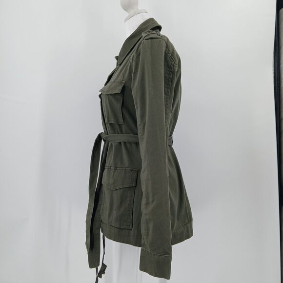 Chelsea & Violet Jacket Women's Small Green Military Utility Pockets Belted - Picture 4 of 8